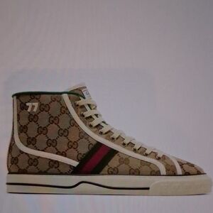 Gucci Men's High-Top Sneakers - Beige and Green